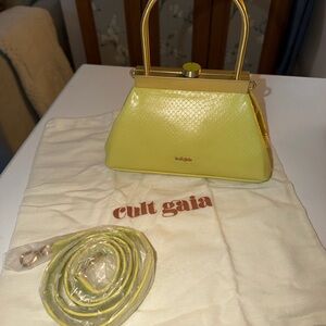 Cult Gaia Lime Green Structured Minaudière Handbag